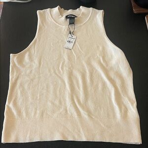 Express Ivory Sleeveless Knit Top